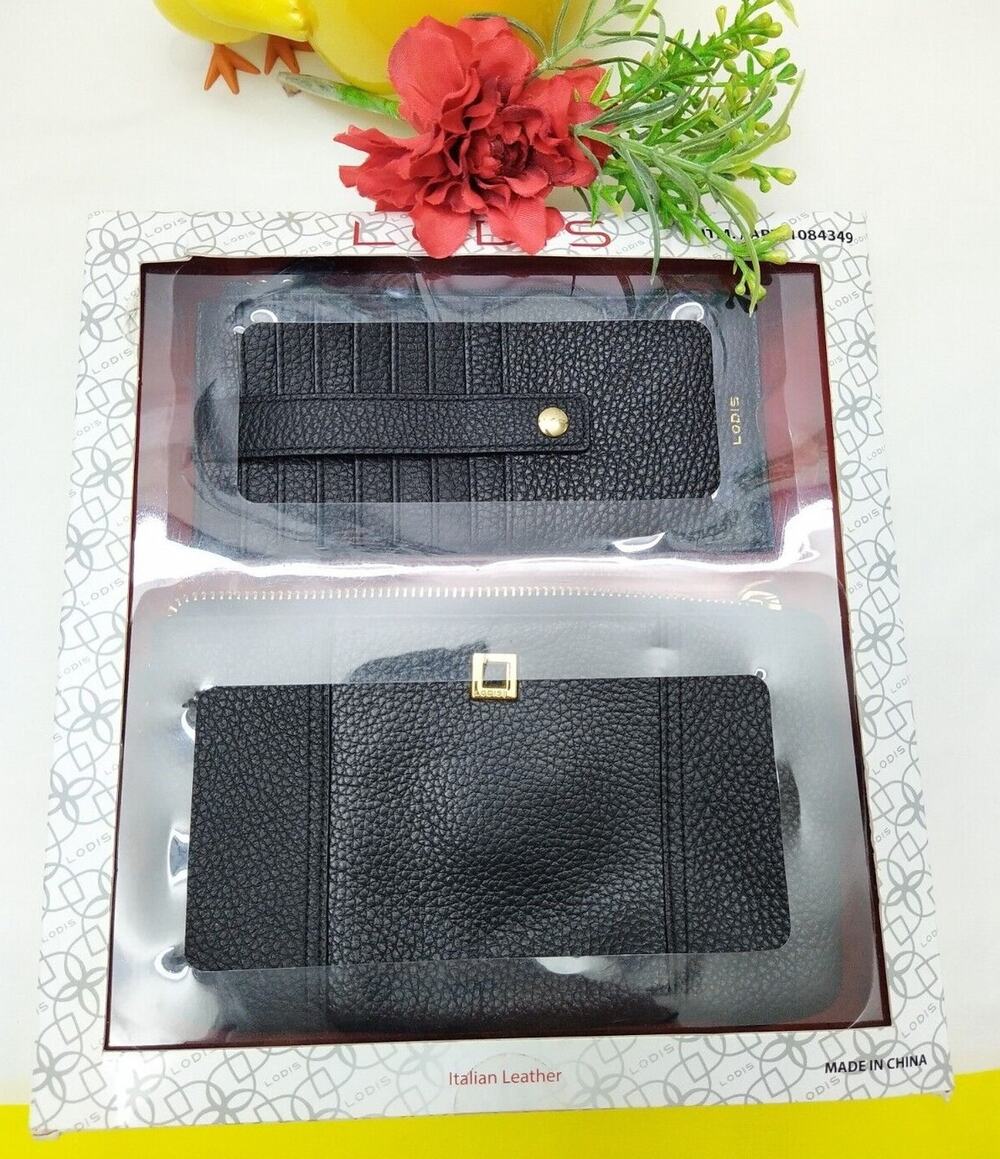 Lodis Olivia Black Leather Wristlet and Wallet Combo - NEW